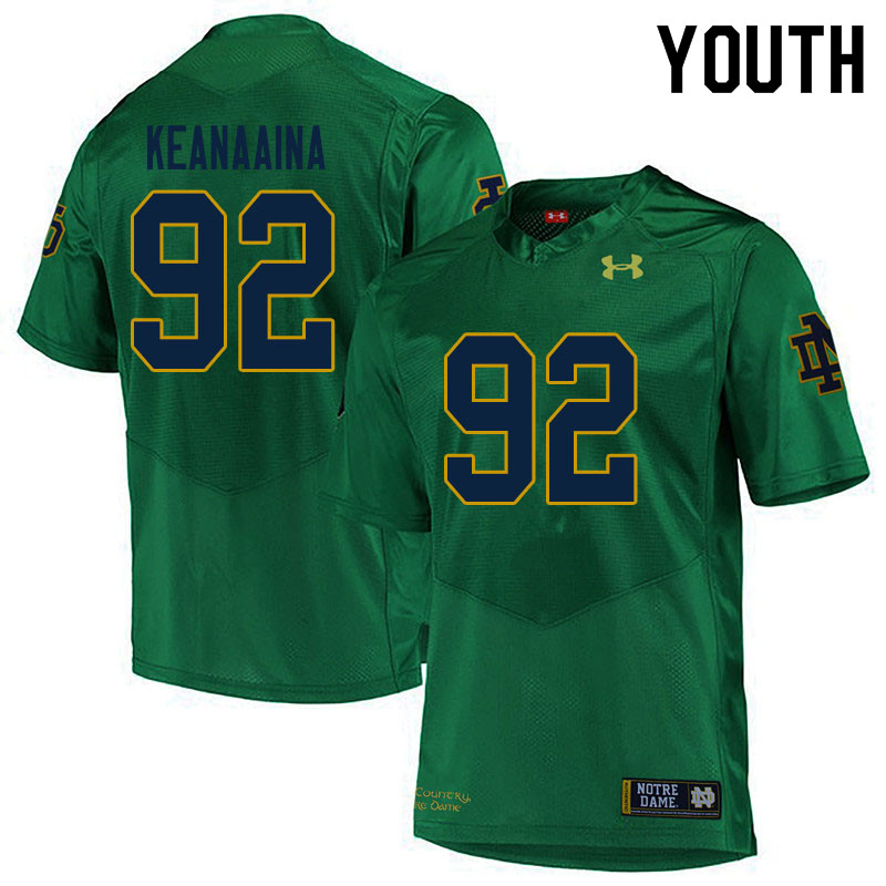 Youth #92 Aidan Keanaaina Notre Dame Fighting Irish College Football Jerseys Sale-Green